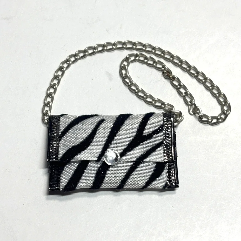 1:6 OOAK‎ Doll Purse Zebra Print Kids Black White Y2K Mini Bag Handmade